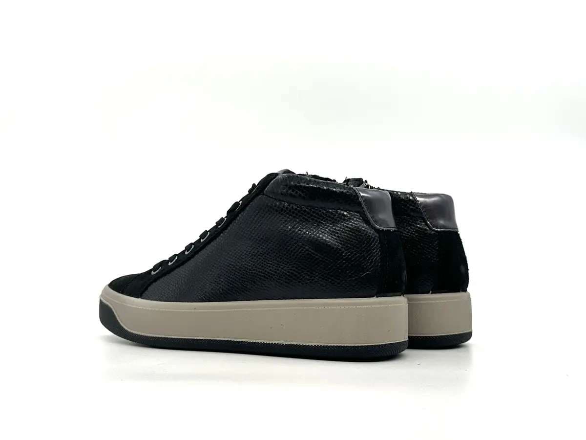 IGI &amp; CO.. Sneakers alta donna pelle scamosciata e stampata pitone nero in prodotto Calzature Durello - Agna, commercioVirtuoso.it