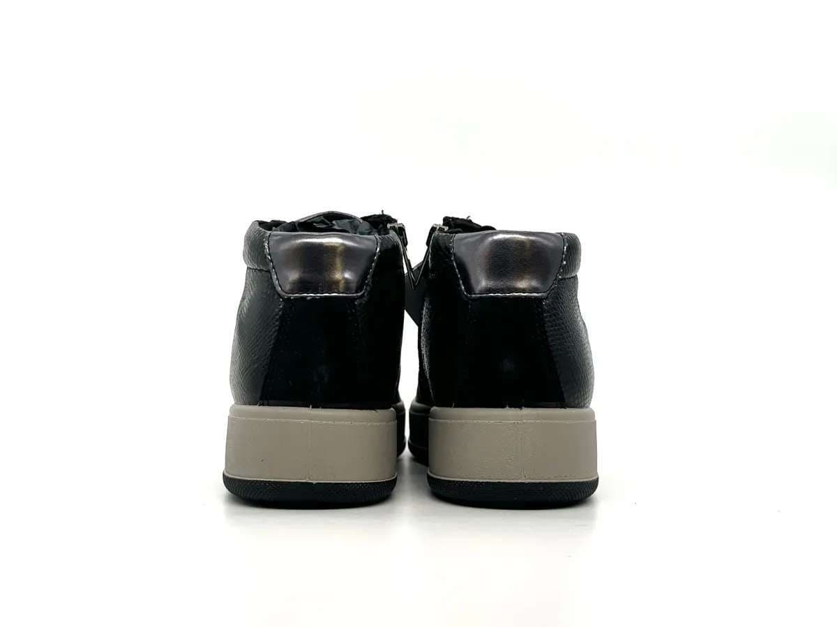 IGI &amp; CO.. Sneakers alta donna pelle scamosciata e stampata pitone nero in prodotto Calzature Durello - Agna, commercioVirtuoso.it