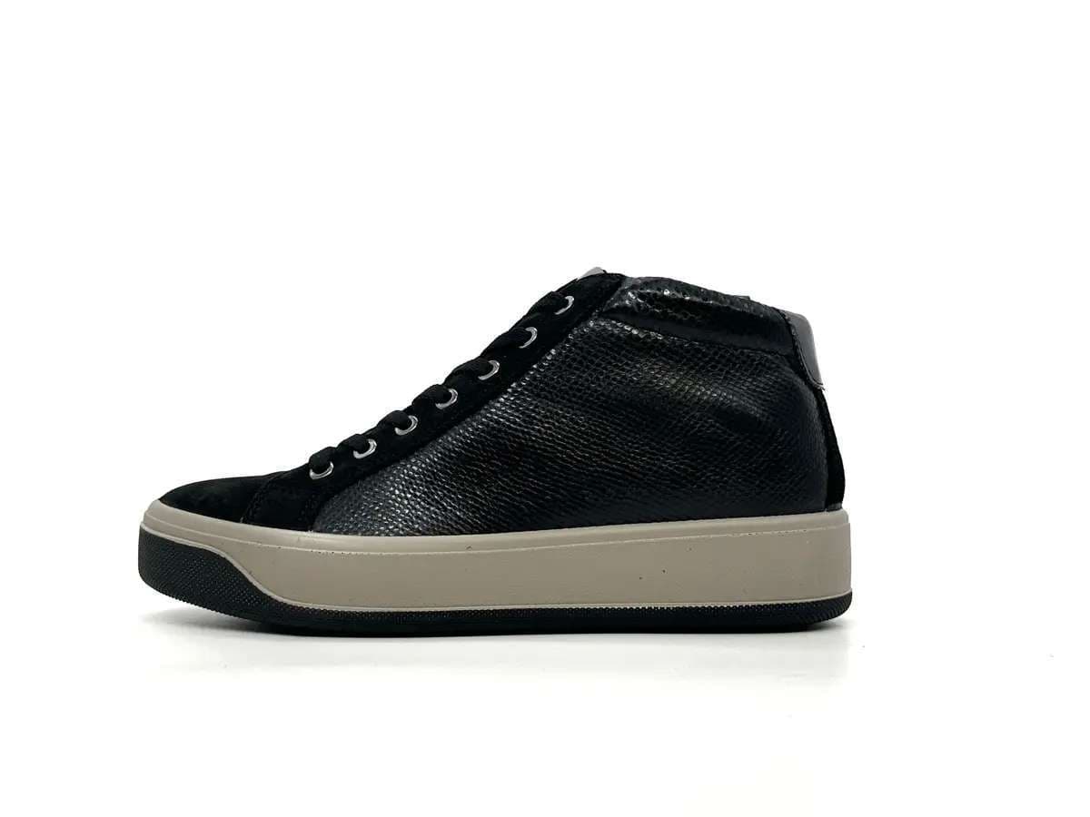 IGI &amp; CO.. Sneakers alta donna pelle scamosciata e stampata pitone nero in prodotto Calzature Durello - Agna, commercioVirtuoso.it