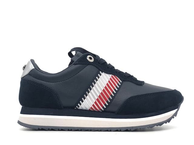 TOMMY HILFIGER Sneakers donna TH CORPORATE SEQUINS RUNNER blu in Sneaker casual Calzature Durello - Agna, commercioVirtuoso.it