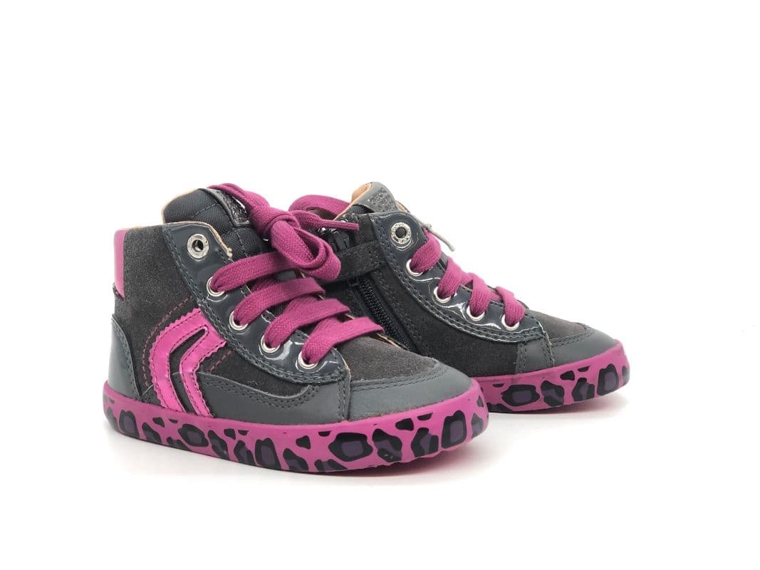 GEOX Sneakers alta bambina B Kiwi G grigio fucsia - 6