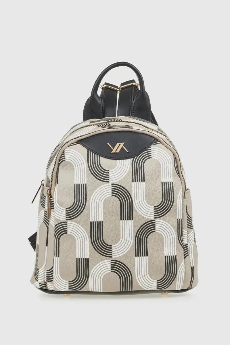 Zaino donna in ecopelle stampa geometrica | Verde Fashion - 5