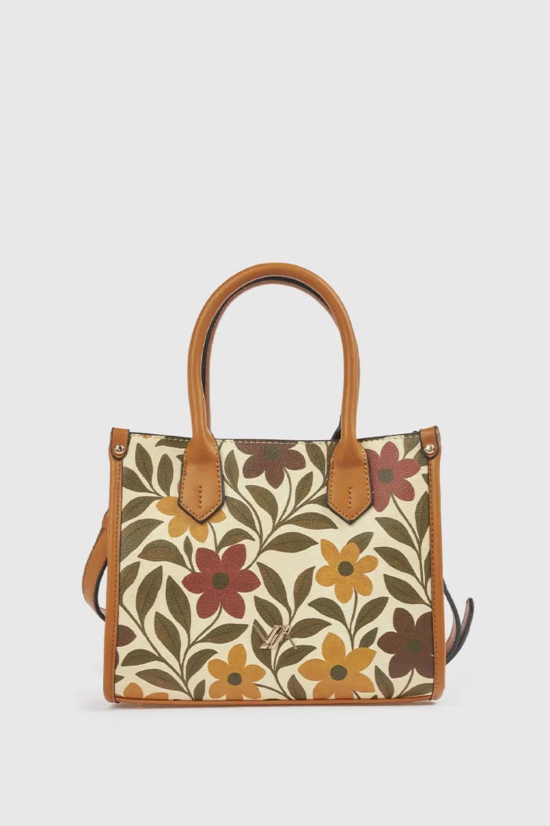 Borsa tote in ecopelle stampa fiori | Verde Fashion - 5