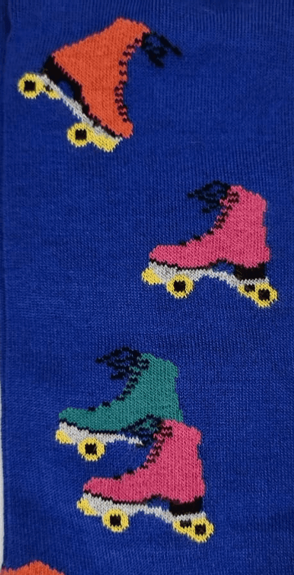 Calze Lunghe Uomo Gallo - Fantasia Pattini a rotelle - Blu cobalto/fucsia - 5