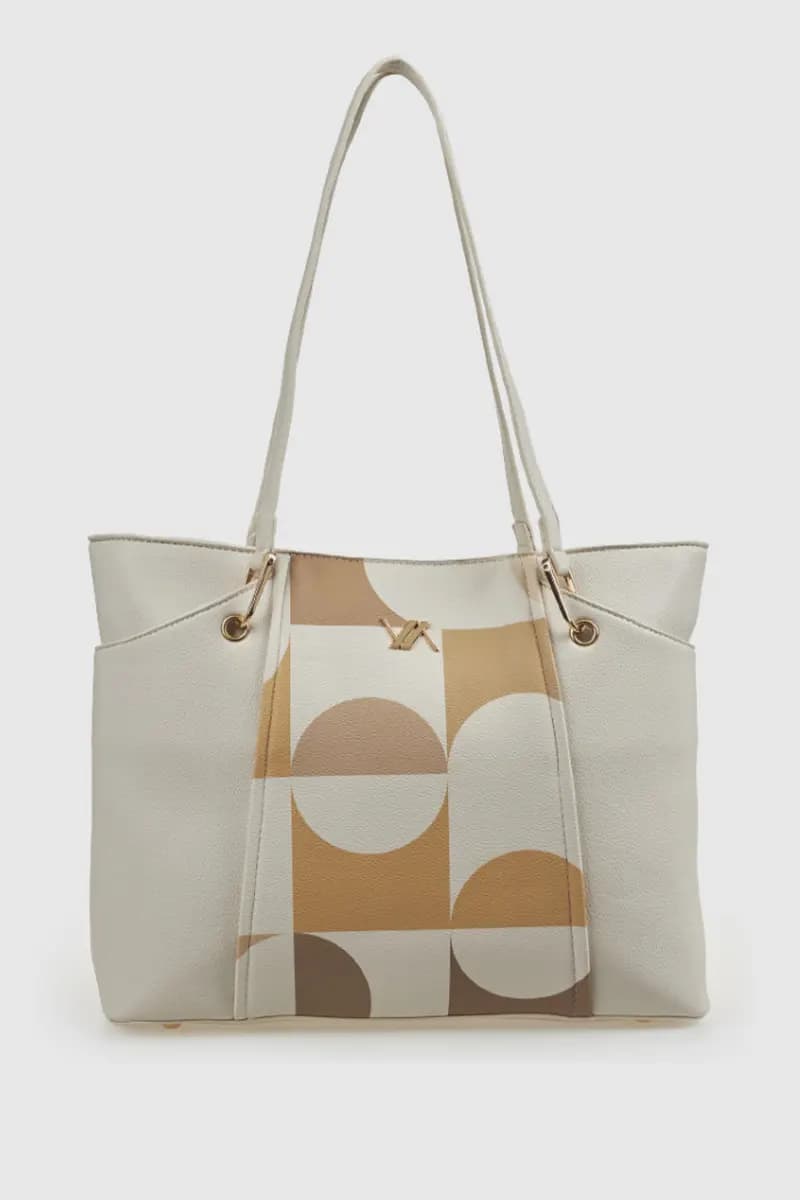Borsa a spalla ecopelle stampa geometrica | Verde Fashion - 5