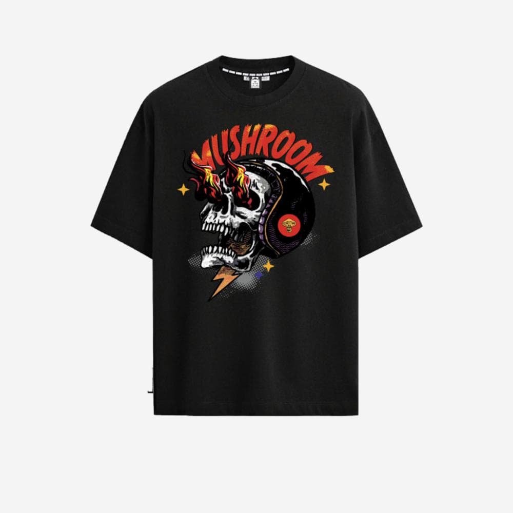 Maglietta T-shirt Mushrooms Helmet Fire Black - 2