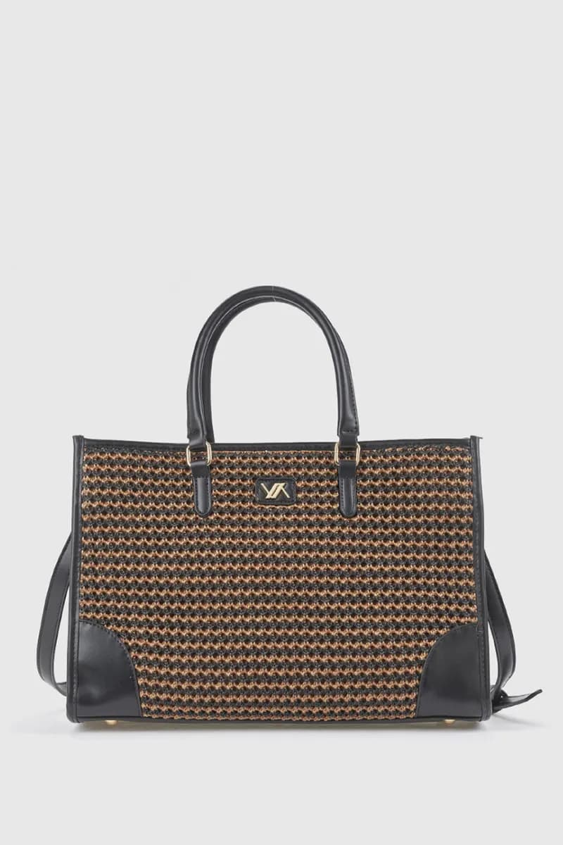 Borsa tote in tessuto intrecciato | Verde Fashion - 5
