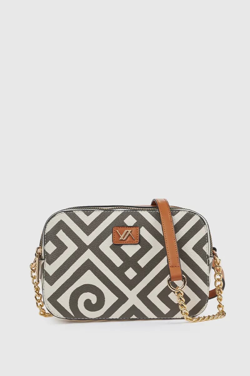 Camera bag in ecopelle stampa geometrica | Verde Fashion - 5