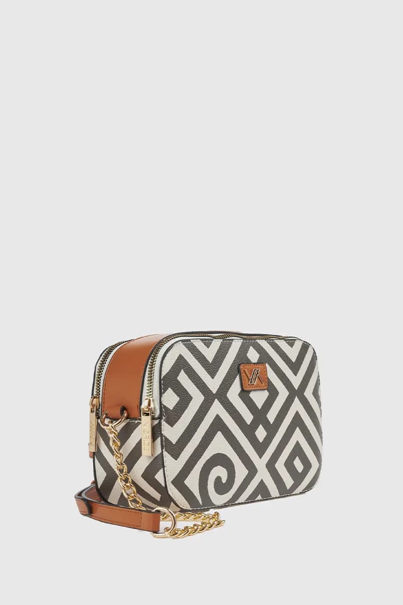 Camera bag in ecopelle stampa geometrica | Verde Fashion in Borse a tracolla You Store - Messina, commercioVirtuoso.it