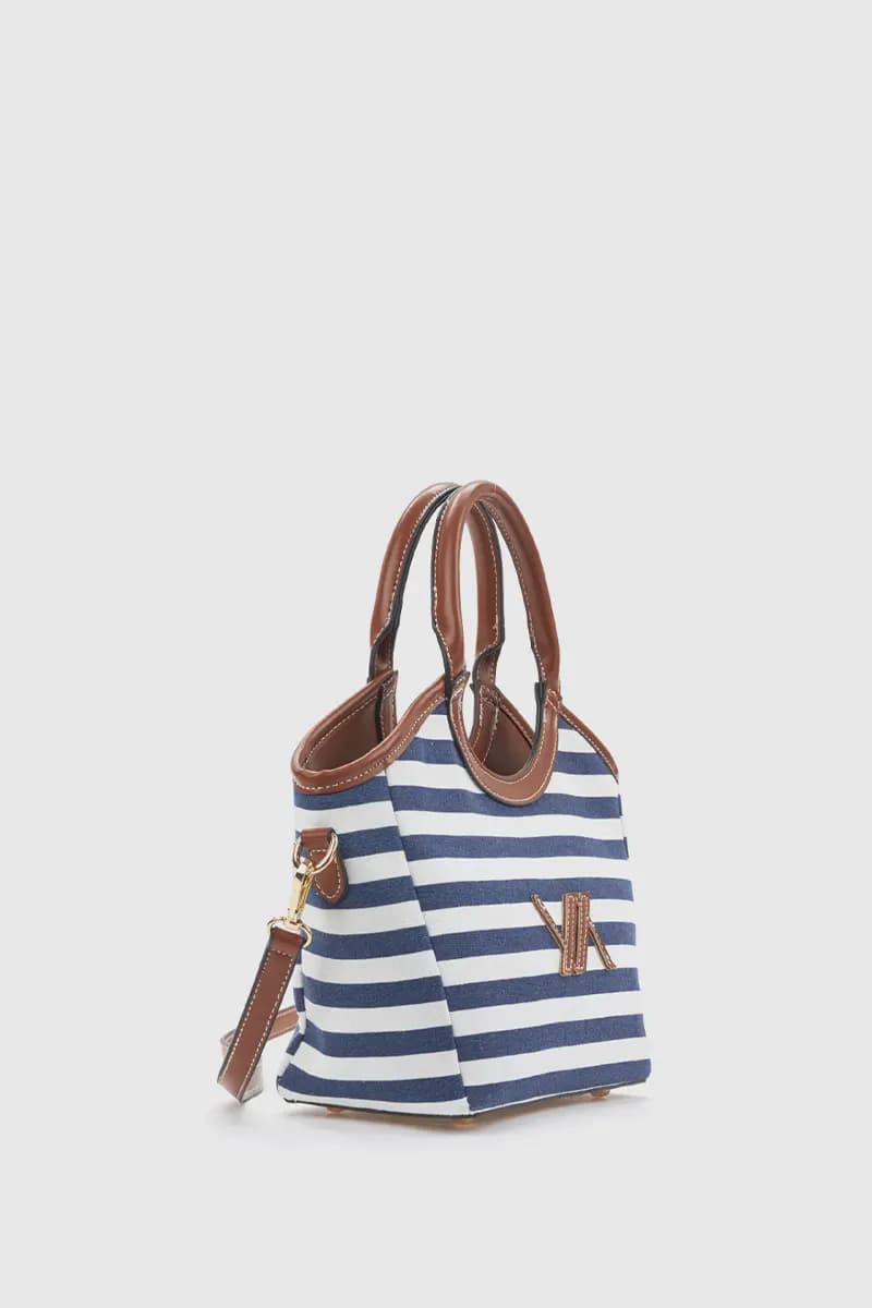 Borsa a tracolla in tessuto a righe | Verde Fashion - 4