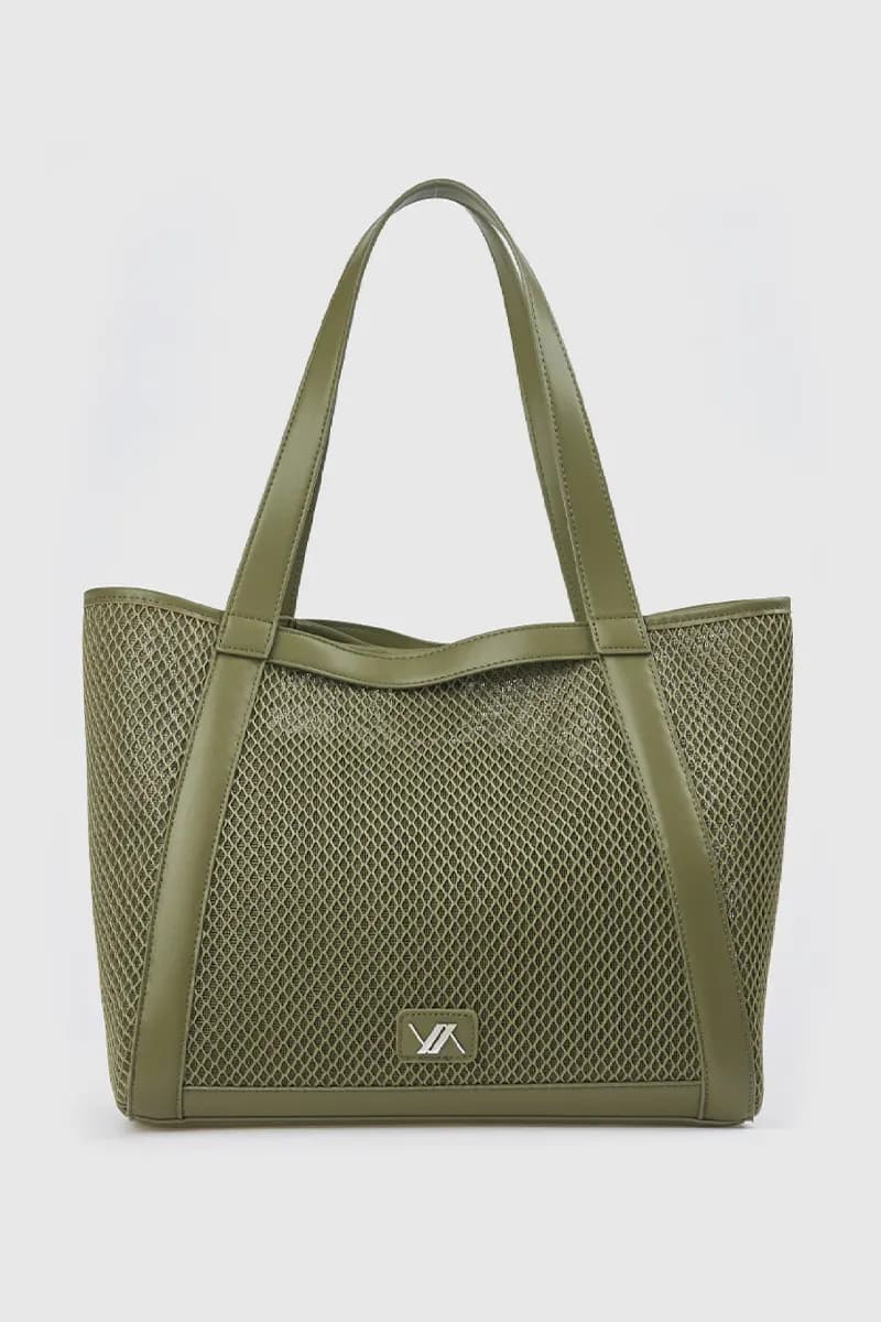Borsa a spalla in tessuto traforato | Verde Fashion - 9