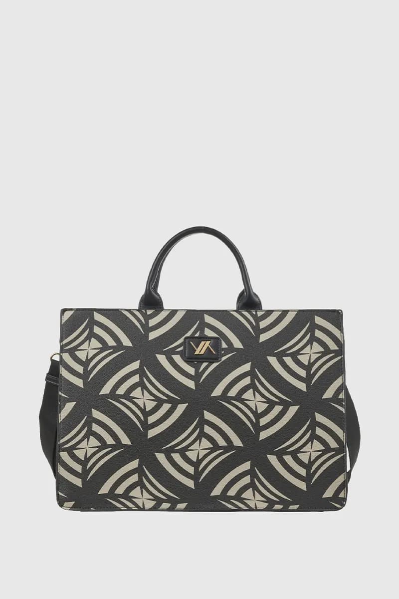 Borsa tote in ecopelle stampa geometrica | Verde Fashion - 5
