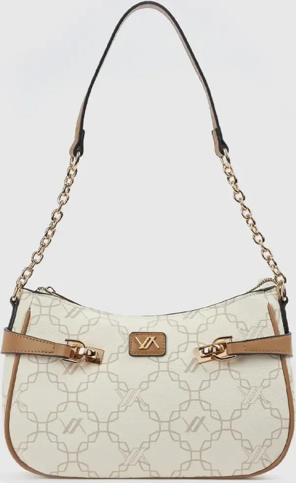 Borsa a spalla in ecopelle stampa logo | Verde Fashion