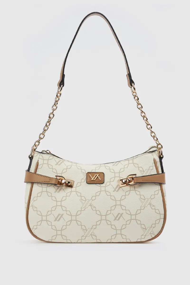 Borsa a spalla in ecopelle stampa logo | Verde Fashion - 5