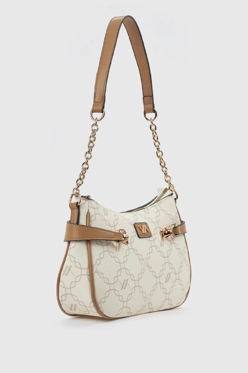 Borsa a spalla in ecopelle stampa logo | Verde Fashion - 4