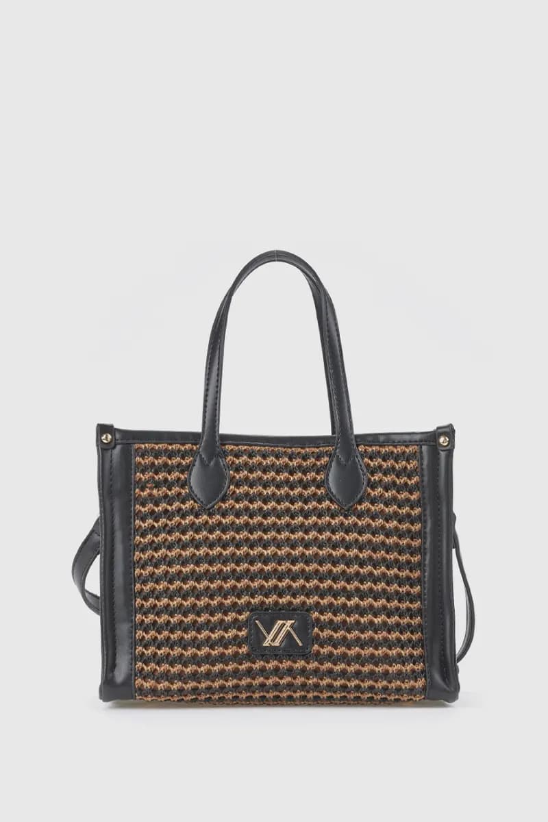 Borsa tote in tessuto intrecciato | Verde Fashion - 5