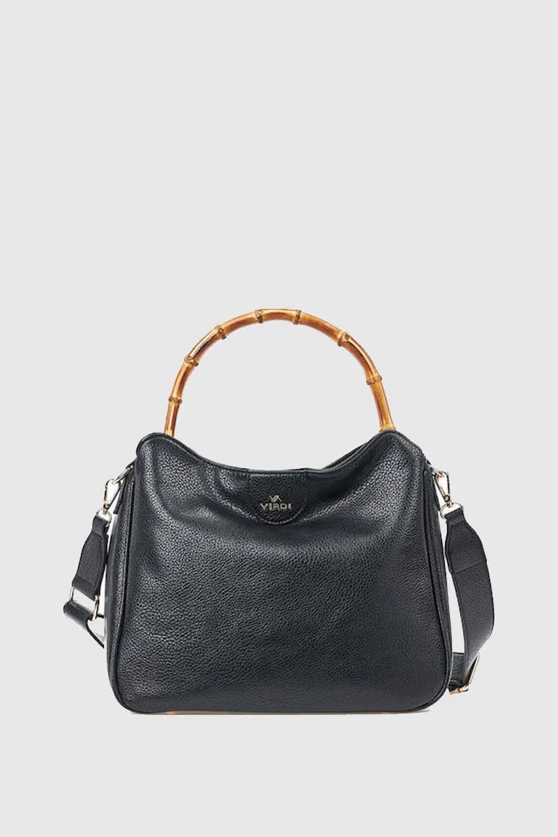 Borsa tote in ecopelle manico in bambù | Verde Fashion - 4