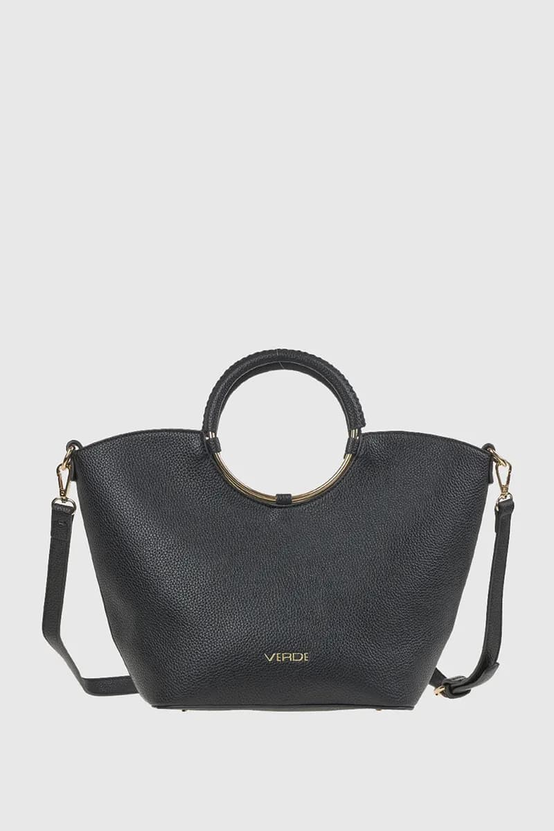 Borsa in ecopelle manico oblò | Verde Fashion - 11