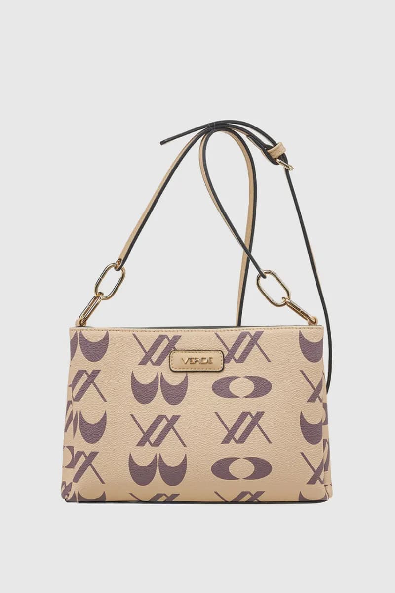 Borsa a tracolla in ecopelle stampa logo | Verde Fashion - 9