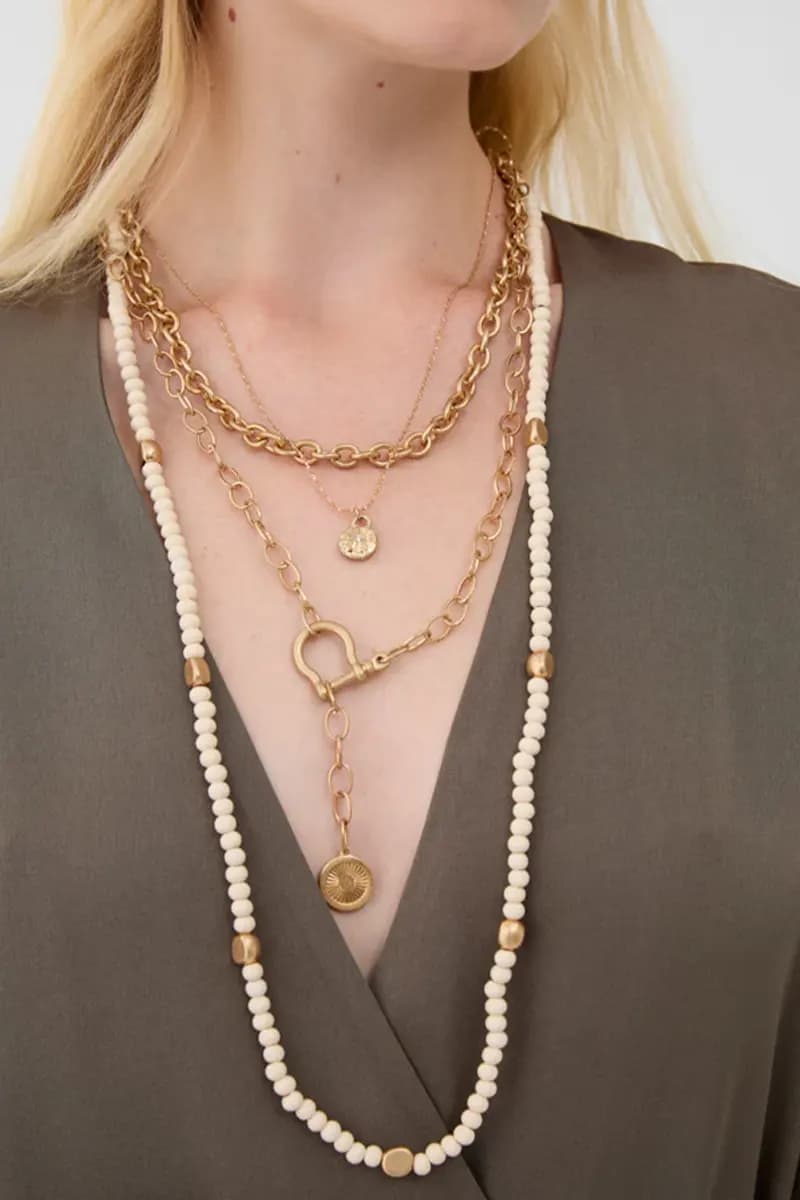 Collana lunga multifilo sfere in legno | NALÌ - 4