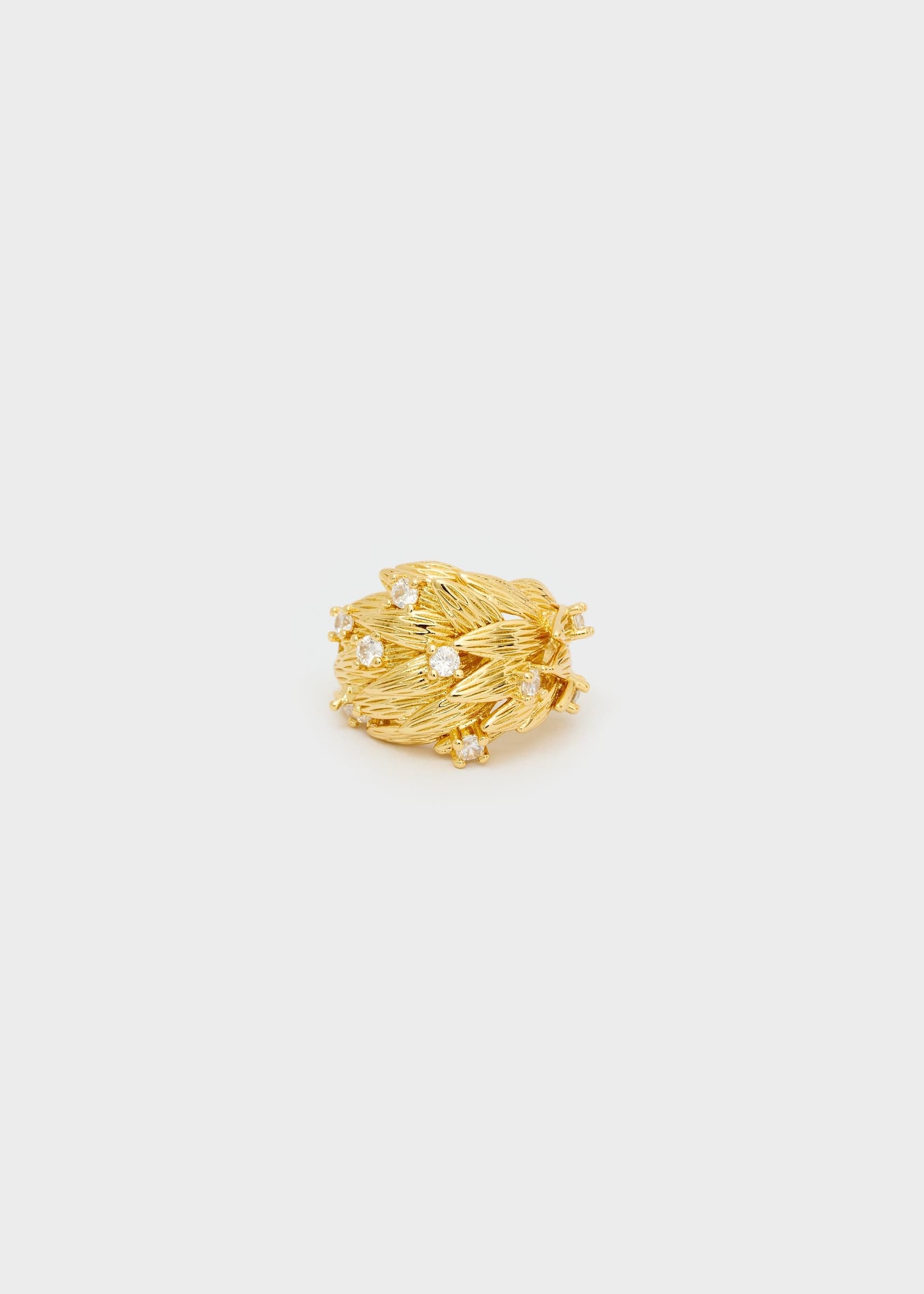 Anello over leaf con pietre oro