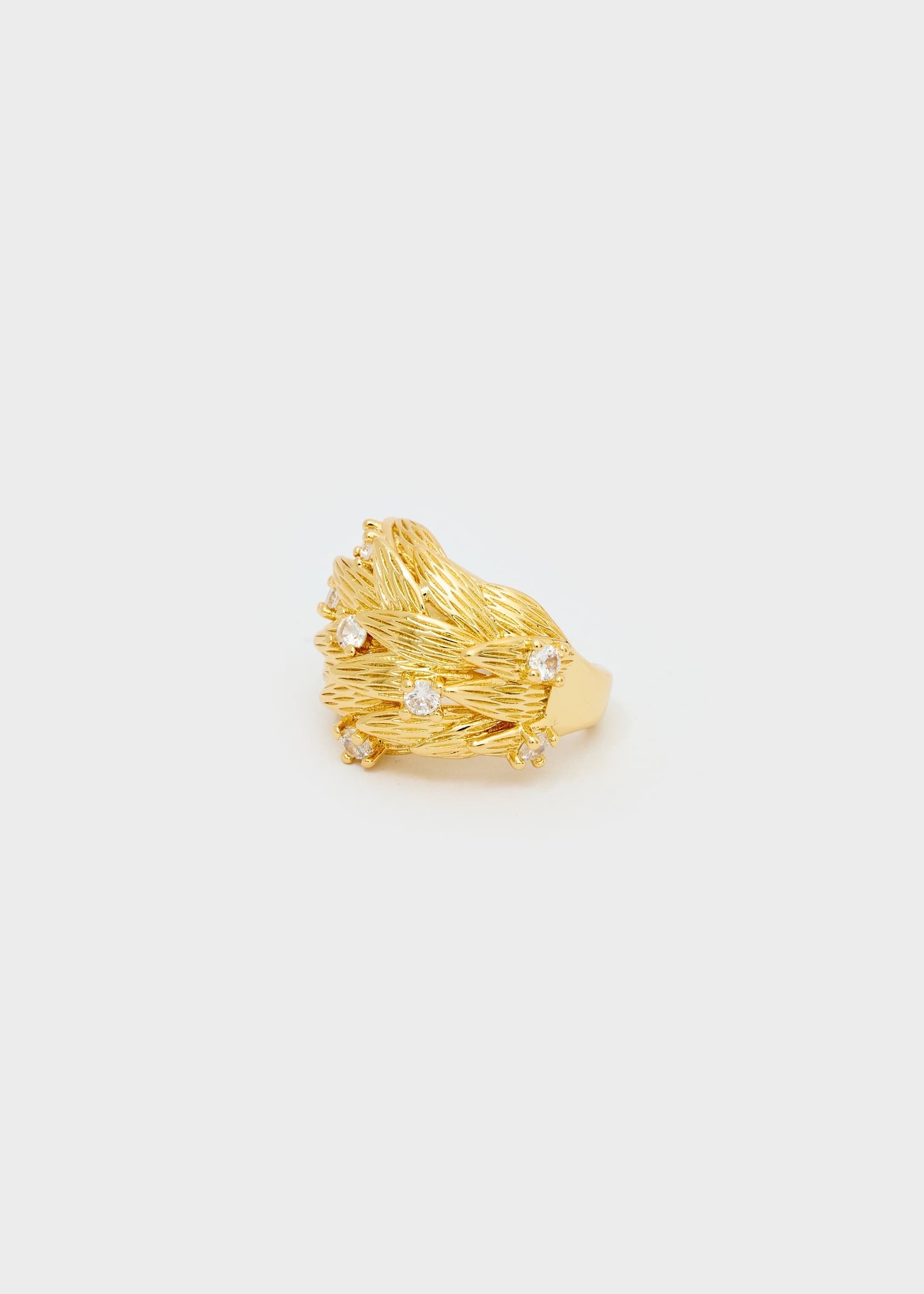 Anello over leaf con pietre oro - 2