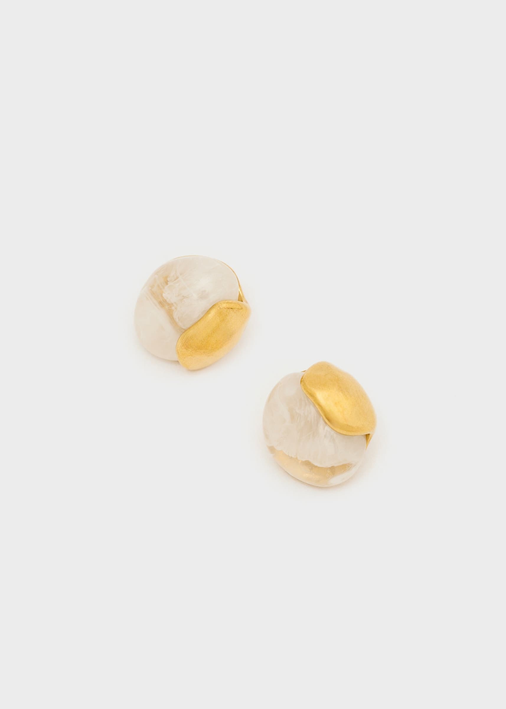 Orecchini ava resina acciaio inossidabile oro e bianco - 3