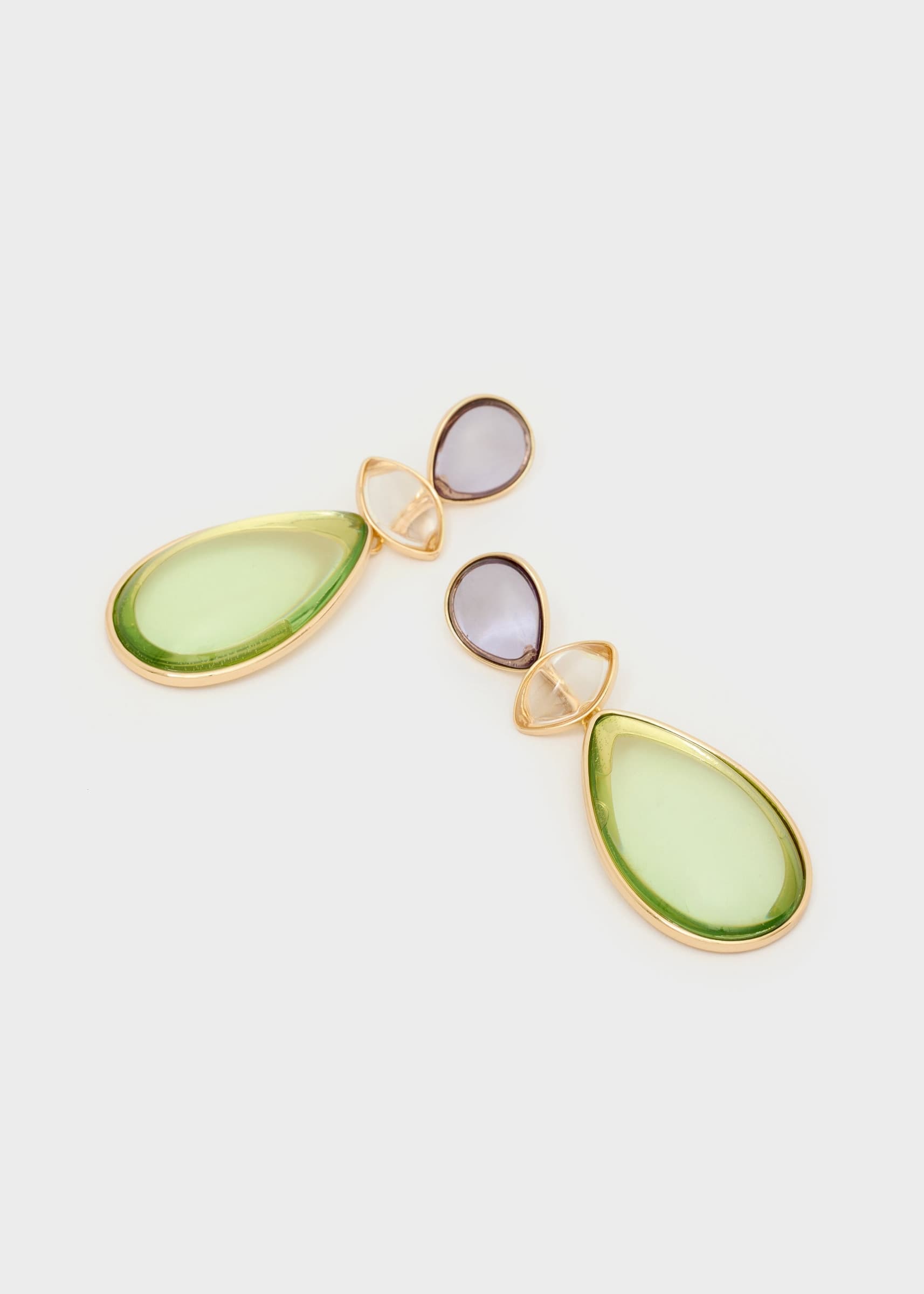 Orecchini pendenti jean verde e oro - 3