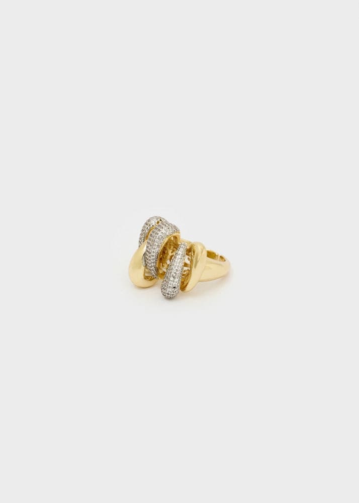 Anello over con pietre argento e oro - 3