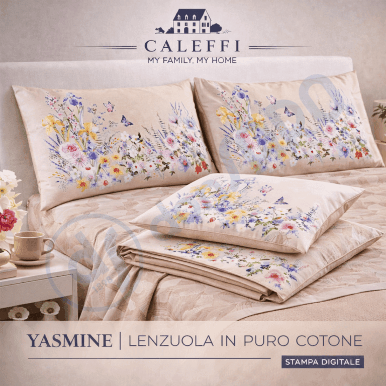 Lenzuola Fantasia Yasmine ! Caleffi Completo in Puro Cotone Floreale - 2