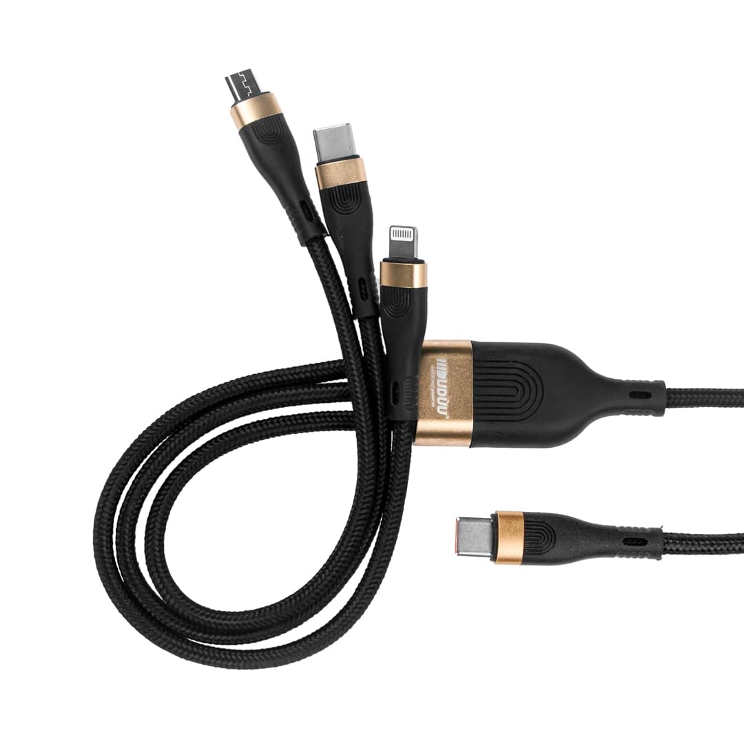 Cavo nylon 100W 3 in 1 fast charge USB-C input - 2
