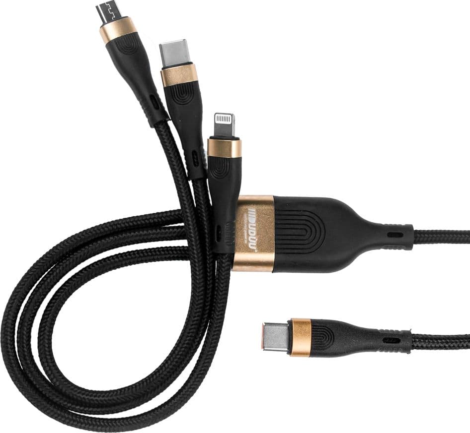 Cavo nylon 100W 3 in 1 fast charge USB-C input - 8