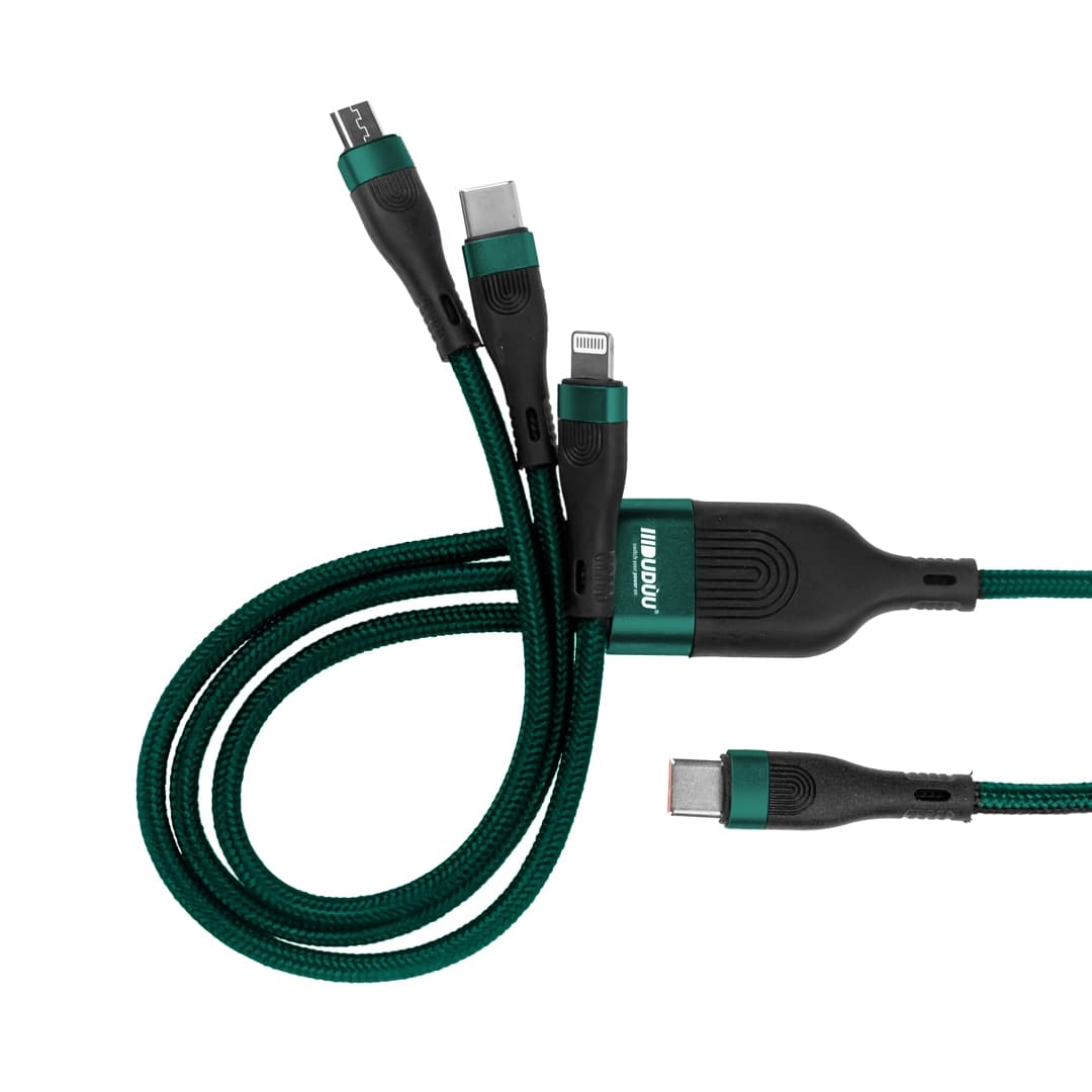 Cavo nylon 100W 3 in 1 fast charge USB-C input