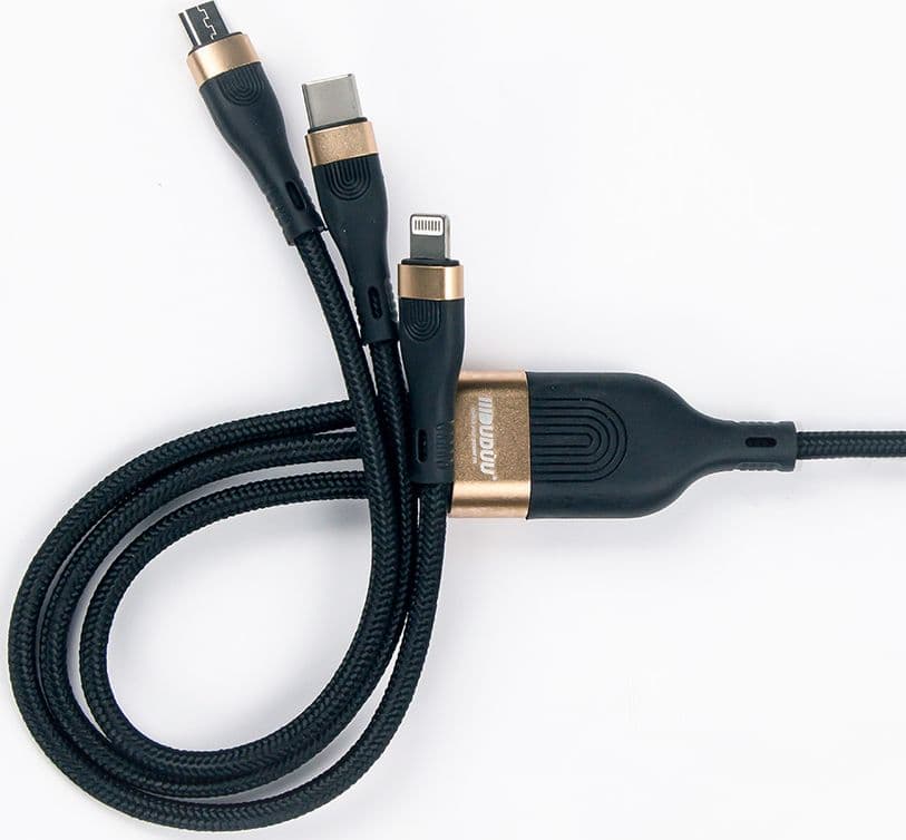 Cavo nylon 100W 3 in 1 fast charge USB-C input - 2