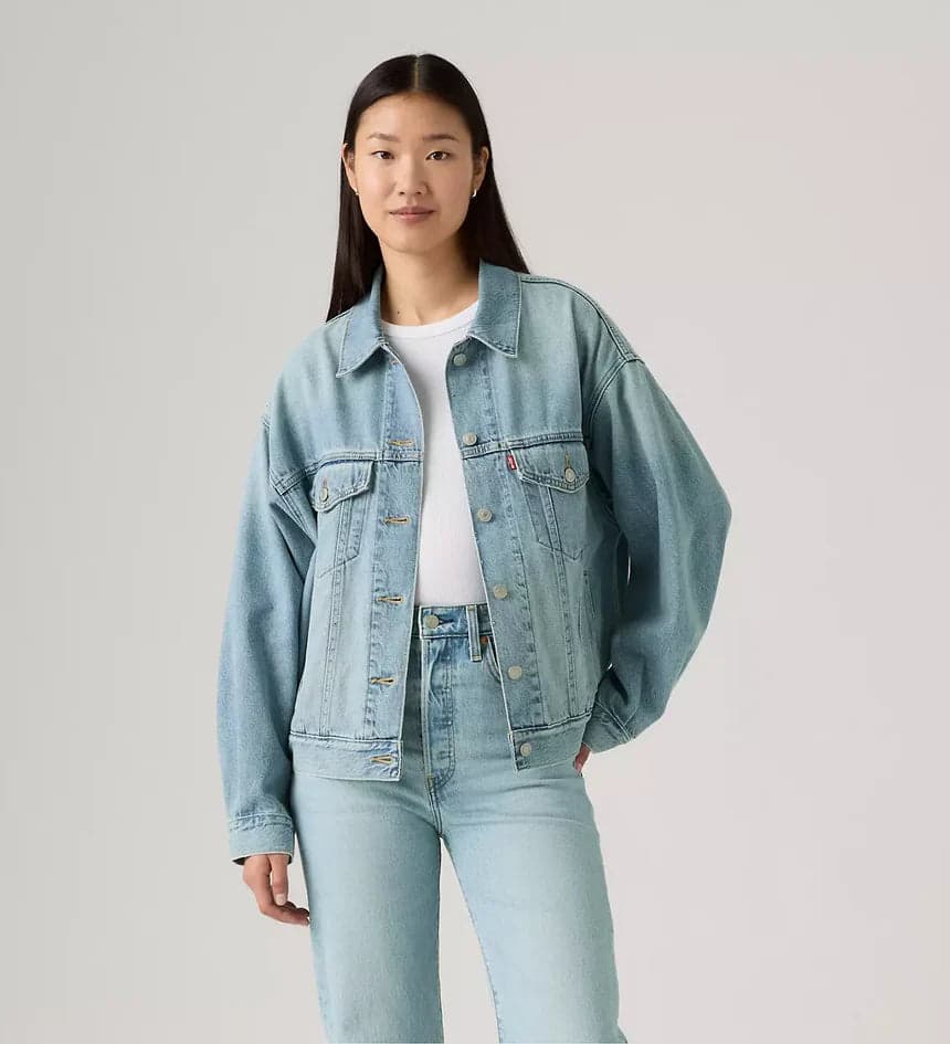 Levi's Giubbotto Donna 90s Trucker in Denim Light Indigo in Giacche Broadway Red - Barletta, commercioVirtuoso.it