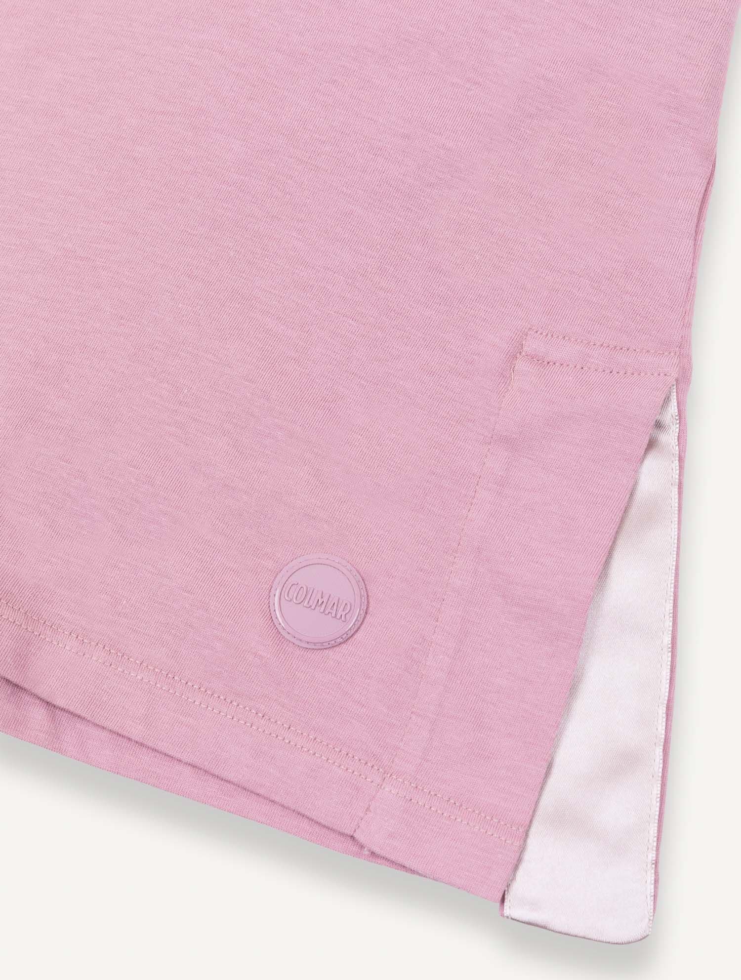 Colmar Originals T-shirt Donna Rosa con Spacchetti Laterali in Cotone Regular Fit 8672 6SH - 7