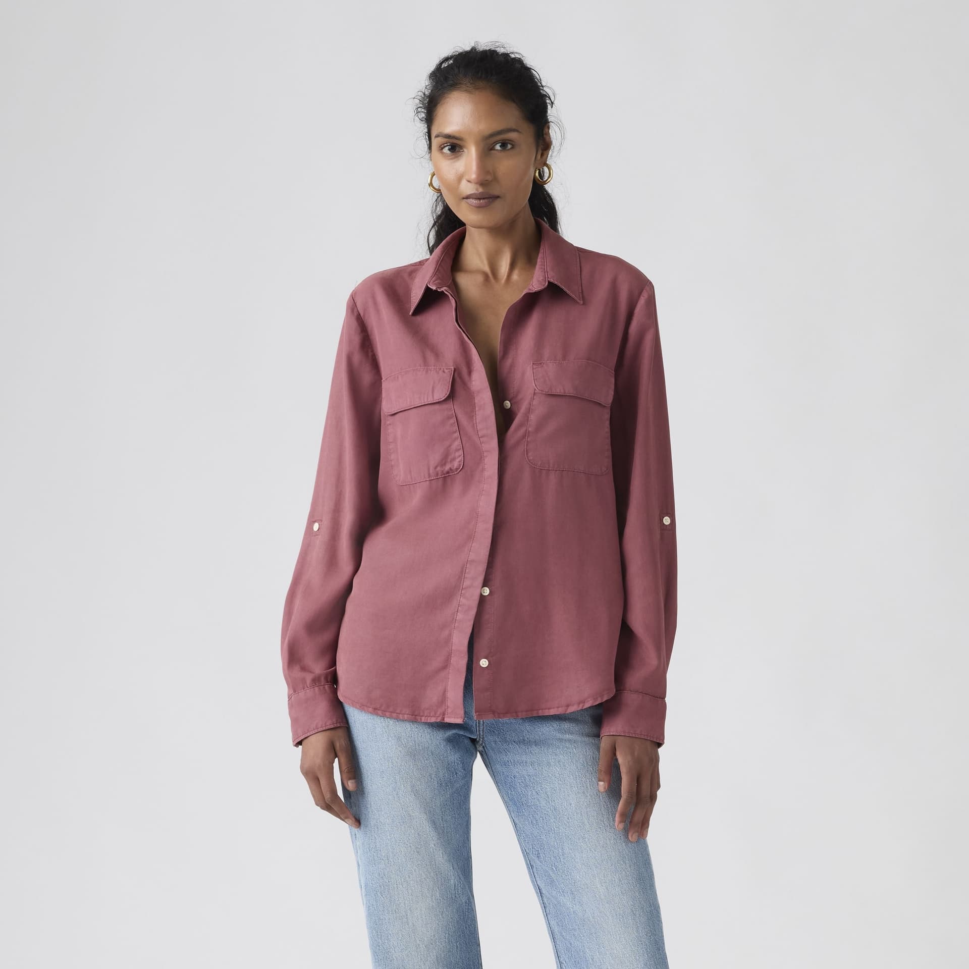 Levi's Camicia Donna Elaine in Lyocell TENCEL™ Crushed Berry Relaxed Fit in Bluse e camicie Broadway Red - Barletta, commercioVirtuoso.it