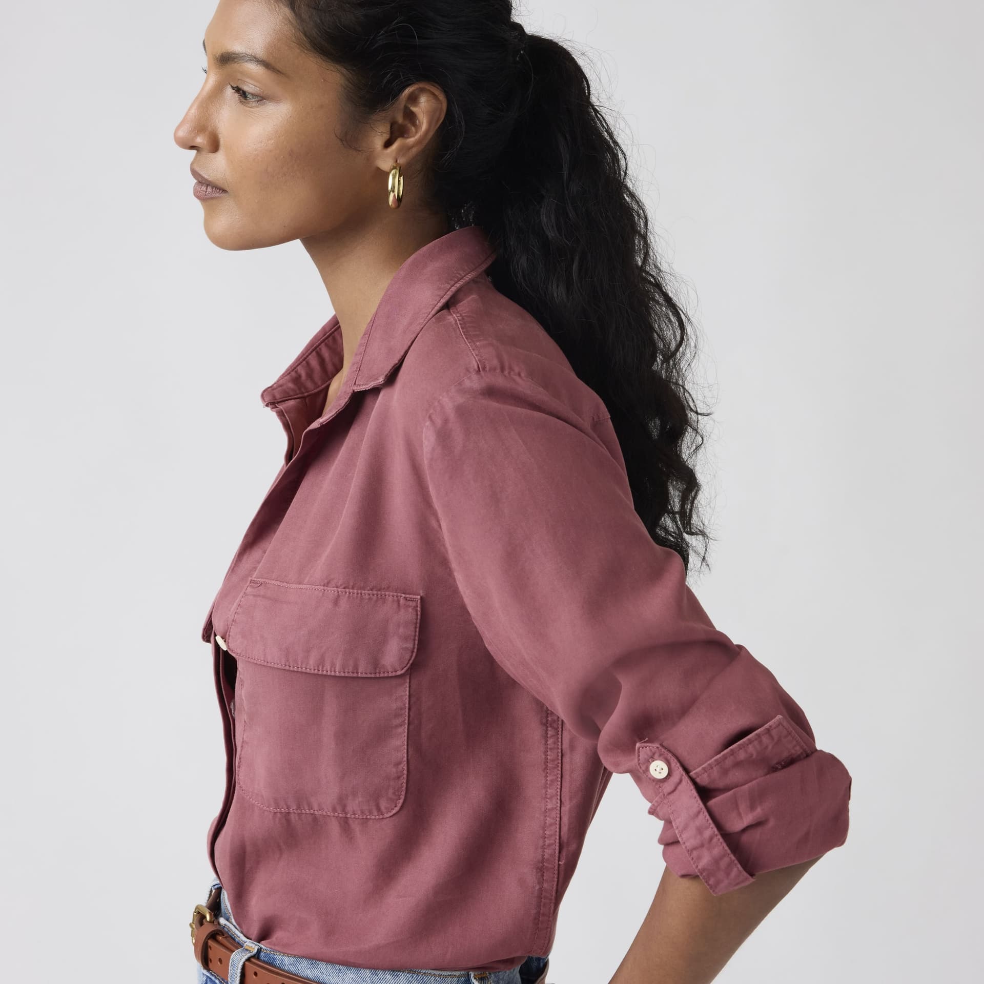 Levi's Camicia Donna Elaine in Lyocell TENCEL™ Crushed Berry Relaxed Fit in Bluse e camicie Broadway Red - Barletta, commercioVirtuoso.it