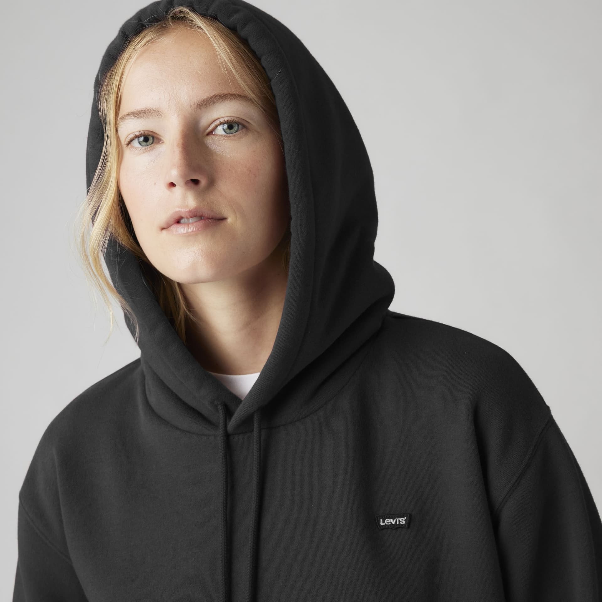 Levi's Felpa Donna con Cappuccio Logo Anthracite Night Nero Regular Fit - 5