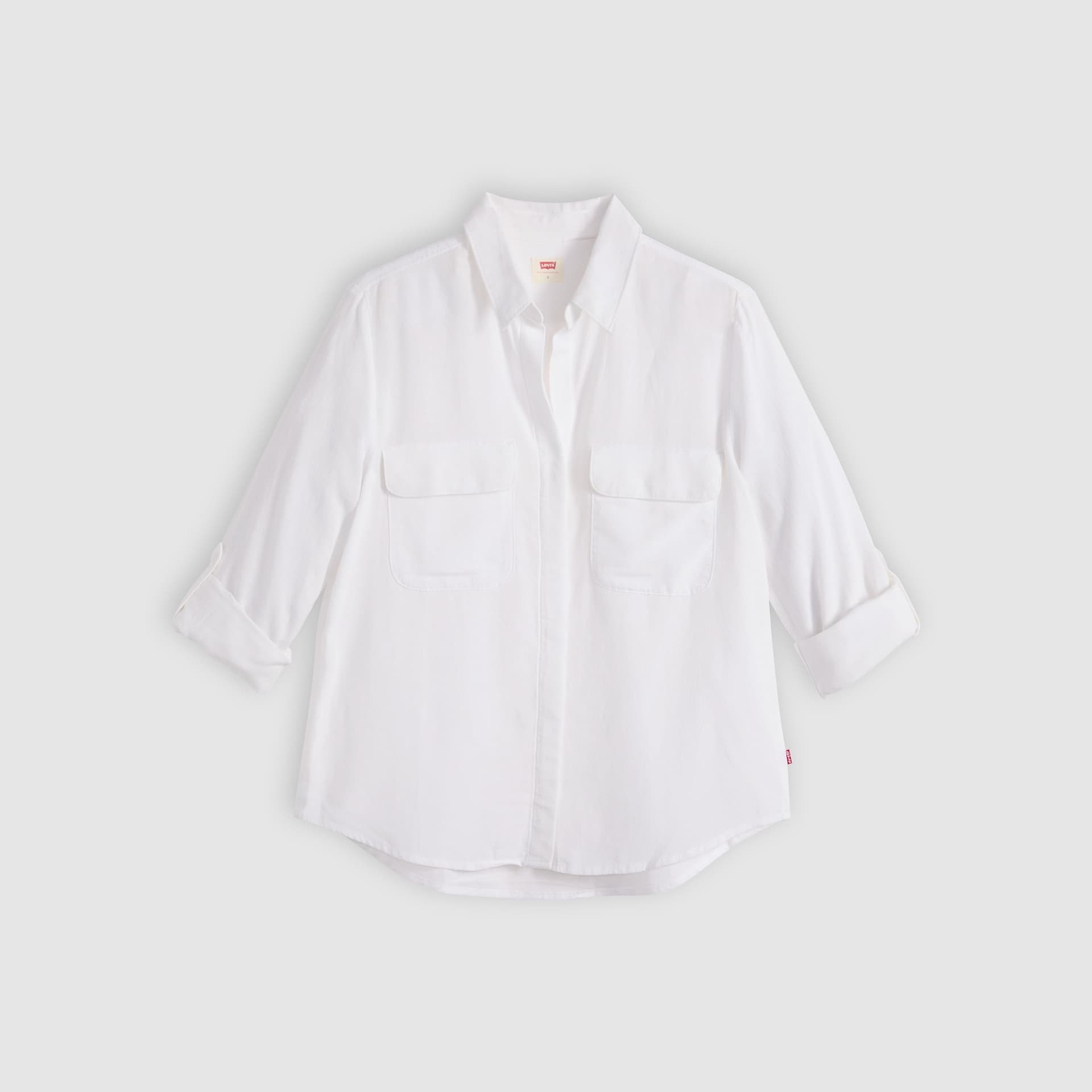 Levi's Camicia Donna Elaine in Cotone Lino ed ECOVERO™ Bianco Relaxed Fit - 6