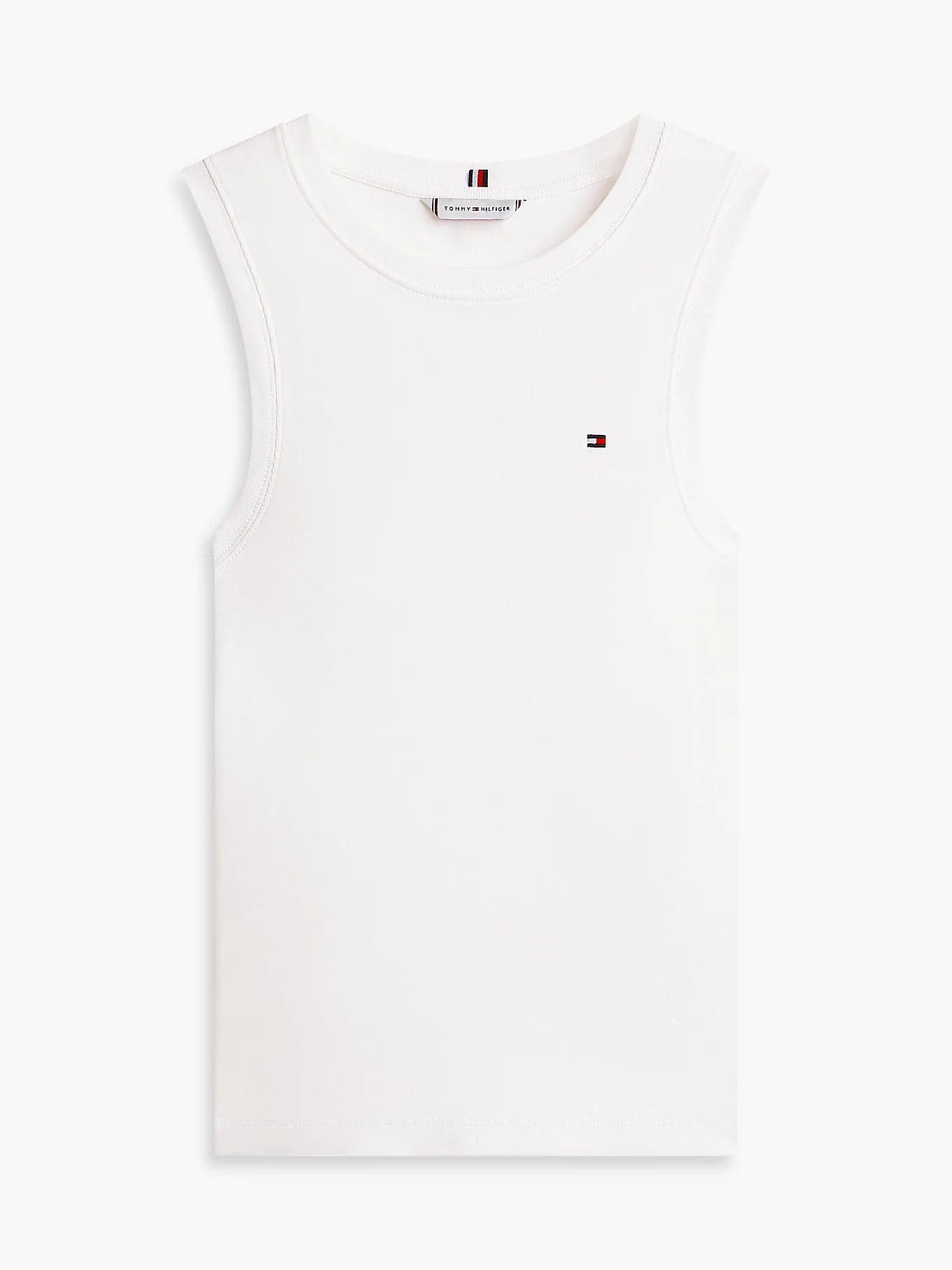 Tommy Hilfiger canotta / T-shirt donna in cotone bianca con logo ricamato slim fit in T-shirt Broadway Red - Barletta, commercioVirtuoso.it