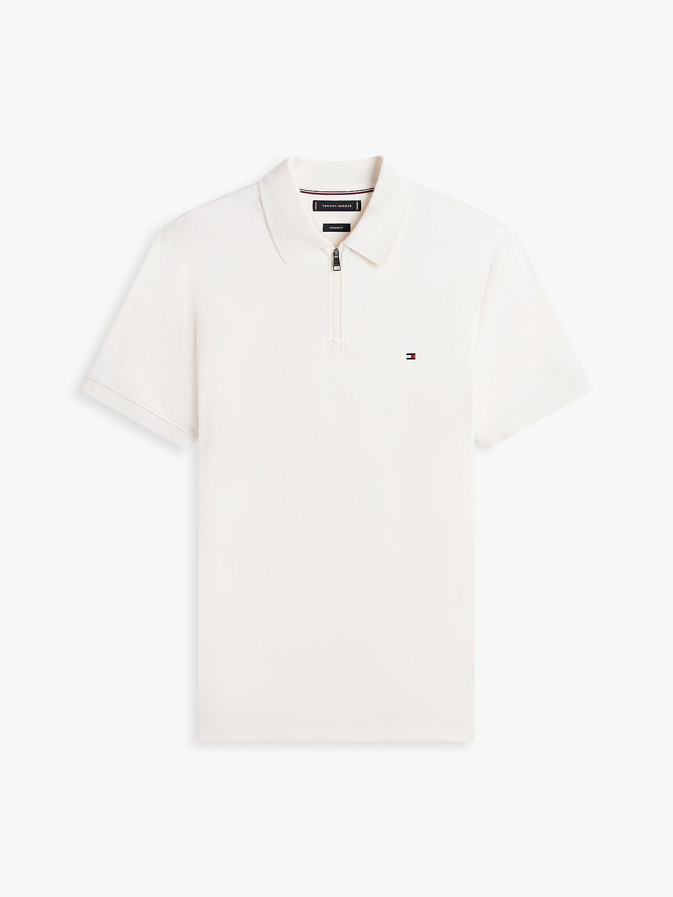 Tommy Hilfiger polo uomo in cotone interlock con zip bianca regular fit in Polo Broadway Red - Barletta, commercioVirtuoso.it