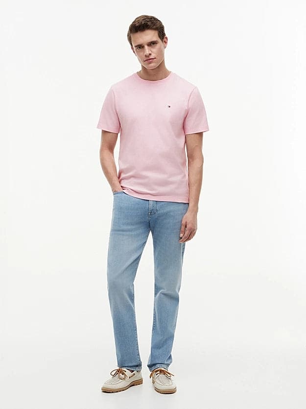 Tommy Hilfiger T-shirt uomo in cotone rosa con bandierina ricamata regular fit in T-shirt Broadway Red - Barletta, commercioVirtuoso.it
