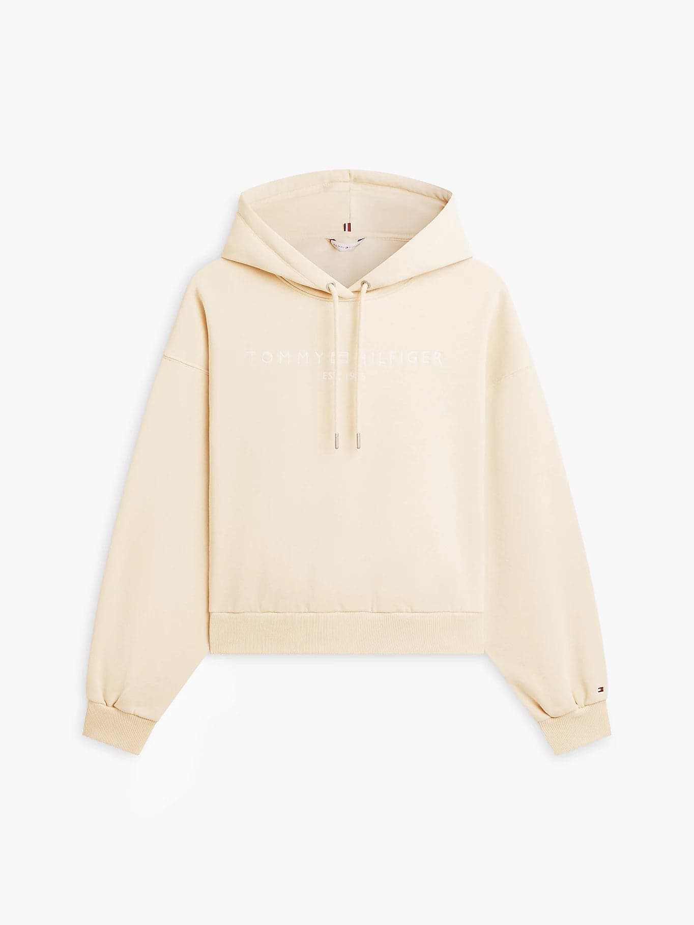 Tommy Hilfiger felpa donna con cappuccio beige con logo relaxed fit in Felpe con cappuccio Broadway Red - Barletta, commercioVirtuoso.it