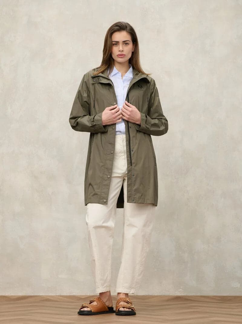 Blauer impermeabile donna Thrush lungo con cappuccio verde in Cappotti Broadway Red - Barletta, commercioVirtuoso.it