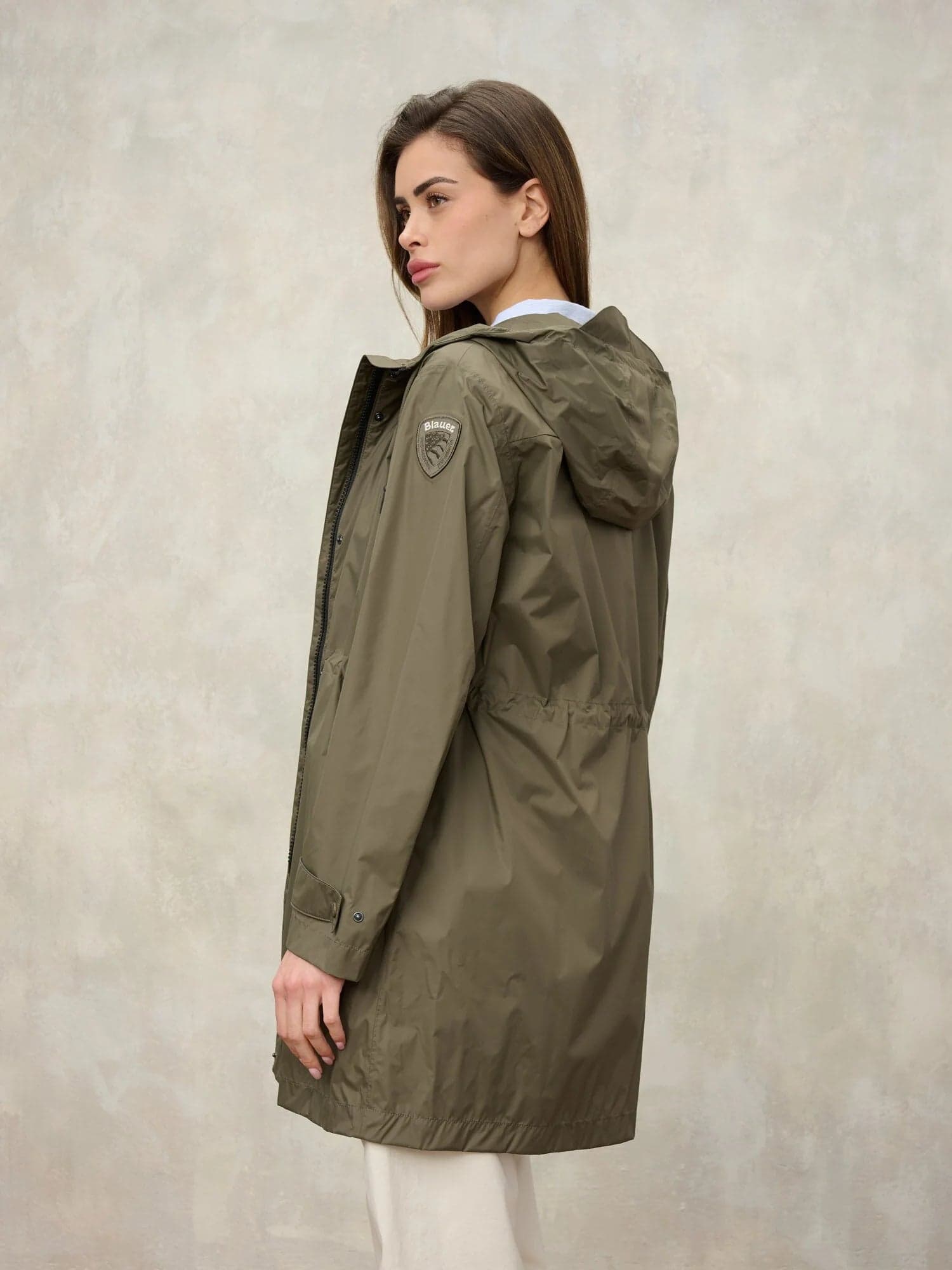 Blauer impermeabile donna Thrush lungo con cappuccio verde in Cappotti Broadway Red - Barletta, commercioVirtuoso.it