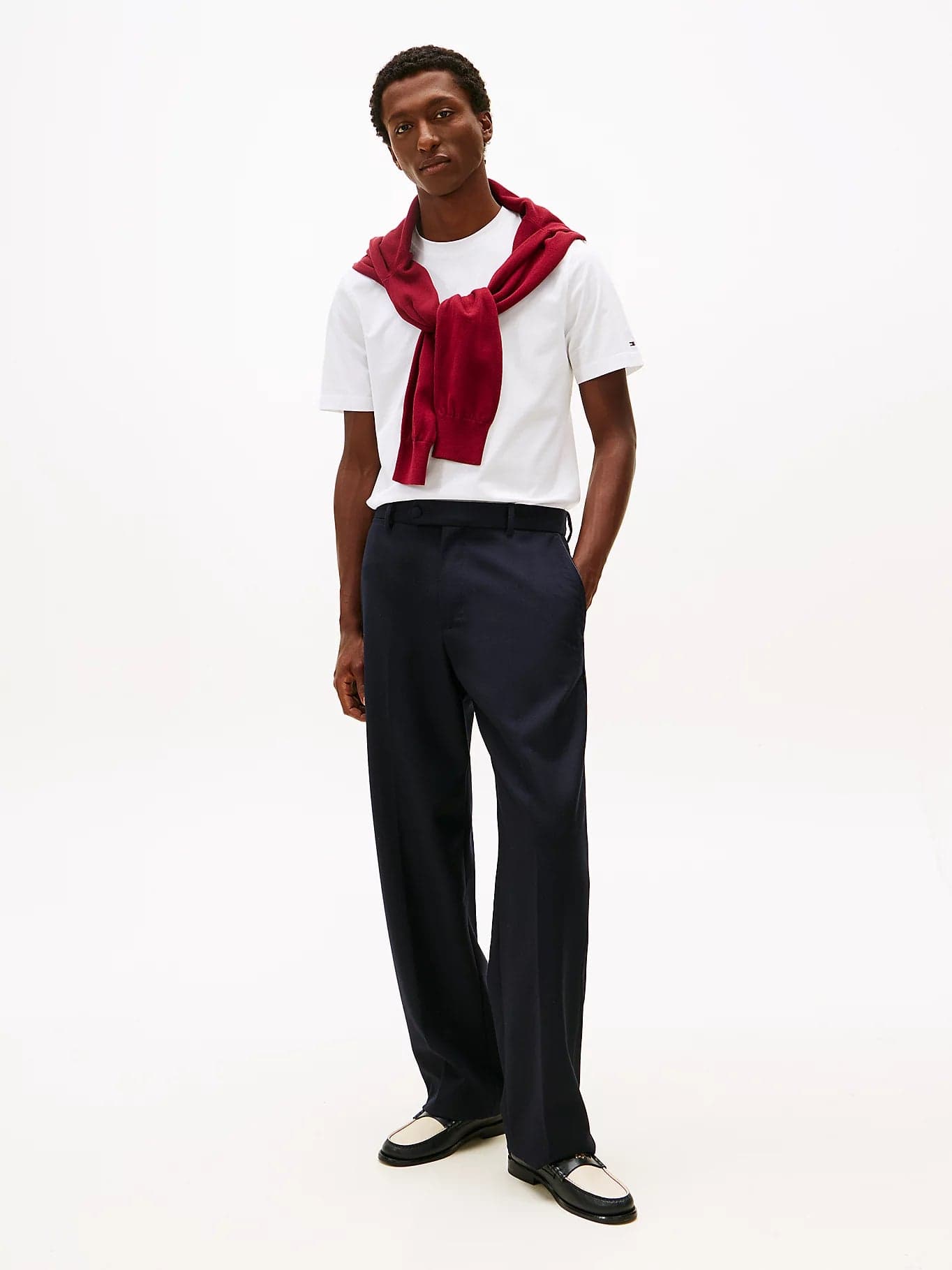 Tommy Hilfiger T-shirt uomo in cotone mercerizzato Smart Casual bianca regular fit in T-shirt Broadway Red - Barletta, commercioVirtuoso.it