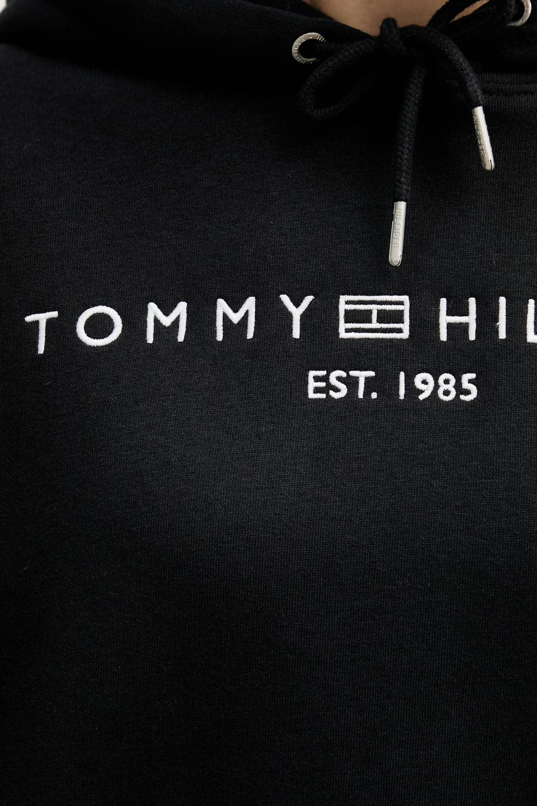 Tommy Hilfiger felpa donna con cappuccio nera con logo relaxed fit - 5