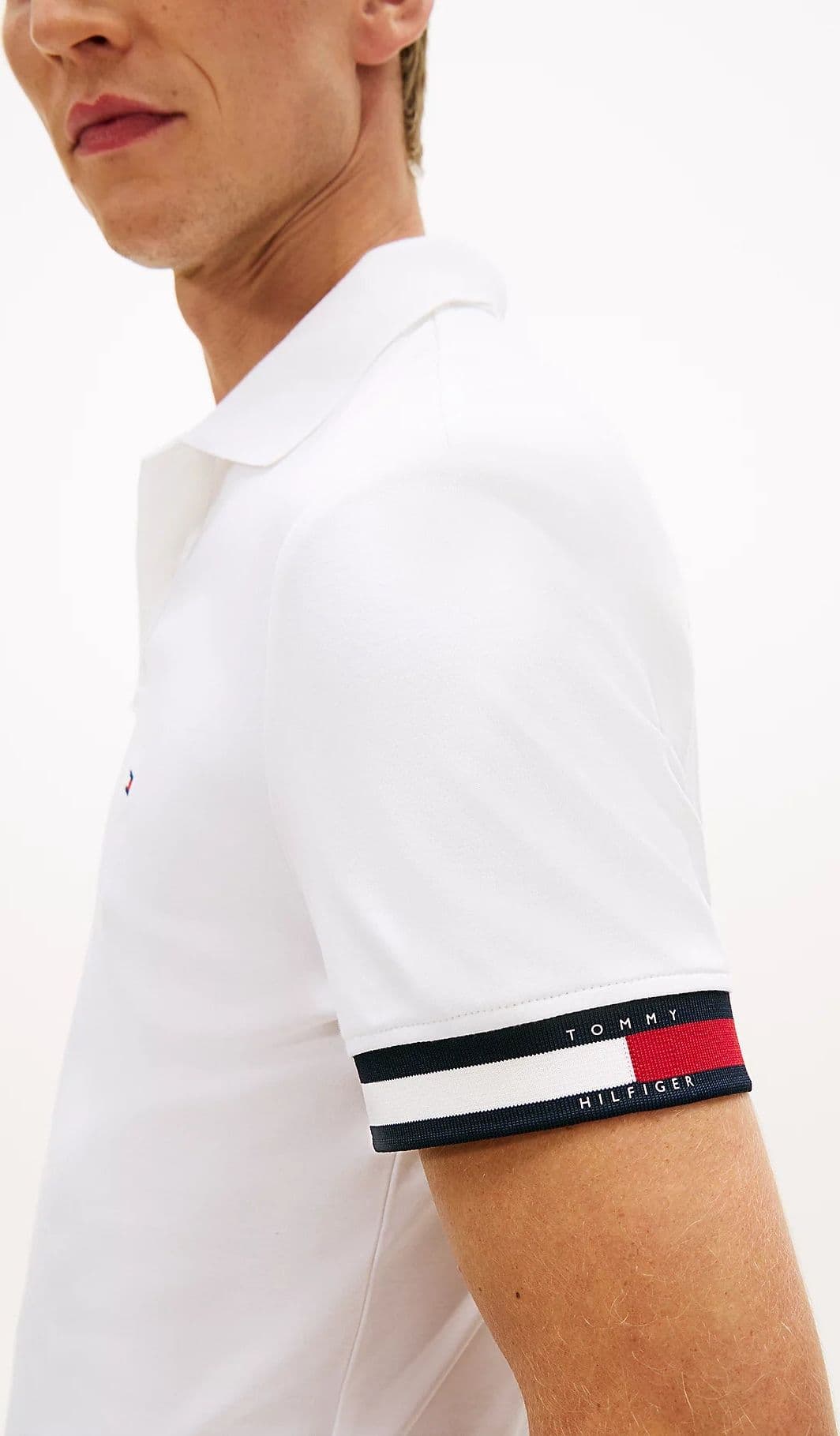 Tommy Hilfiger polo uomo slim fit in cotone interlock bianca con logo in Polo Broadway Red - Barletta, commercioVirtuoso.it