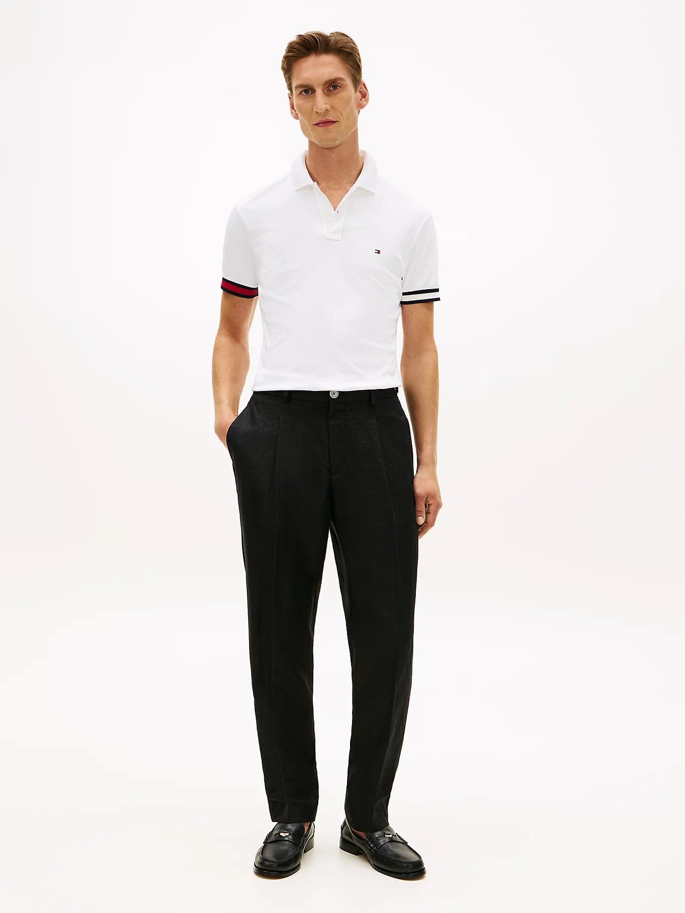 Tommy Hilfiger polo uomo slim fit in cotone interlock bianca con logo in Polo Broadway Red - Barletta, commercioVirtuoso.it